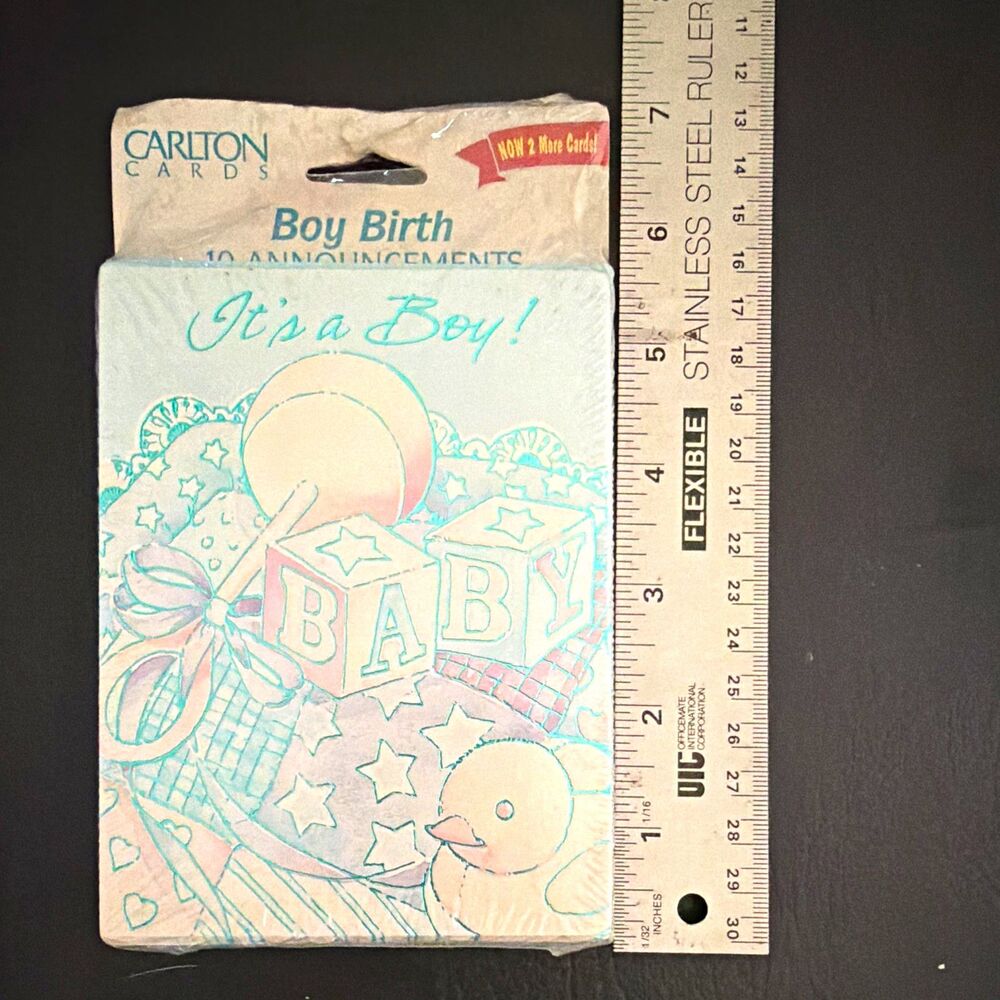 Vintage Carlton Cards It's a Boy Birth Announcement Set 10 Cards/10 Envelopes